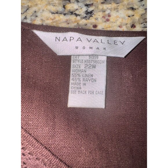 Brown Napa Valley Woman 22W Tunic Top With Crochet Trim & Sequin Linen Casual - Picture 5 of 9